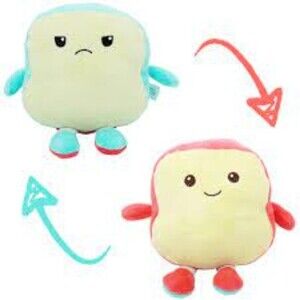 AMAZON REVERSIBLE TOY EMOTIONAL BREAD DOUBLE SIDED PLUSH DOLL NWOT